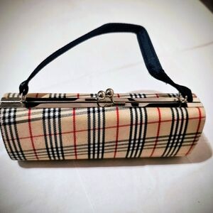 Small Plaid Handbag with Black Strap